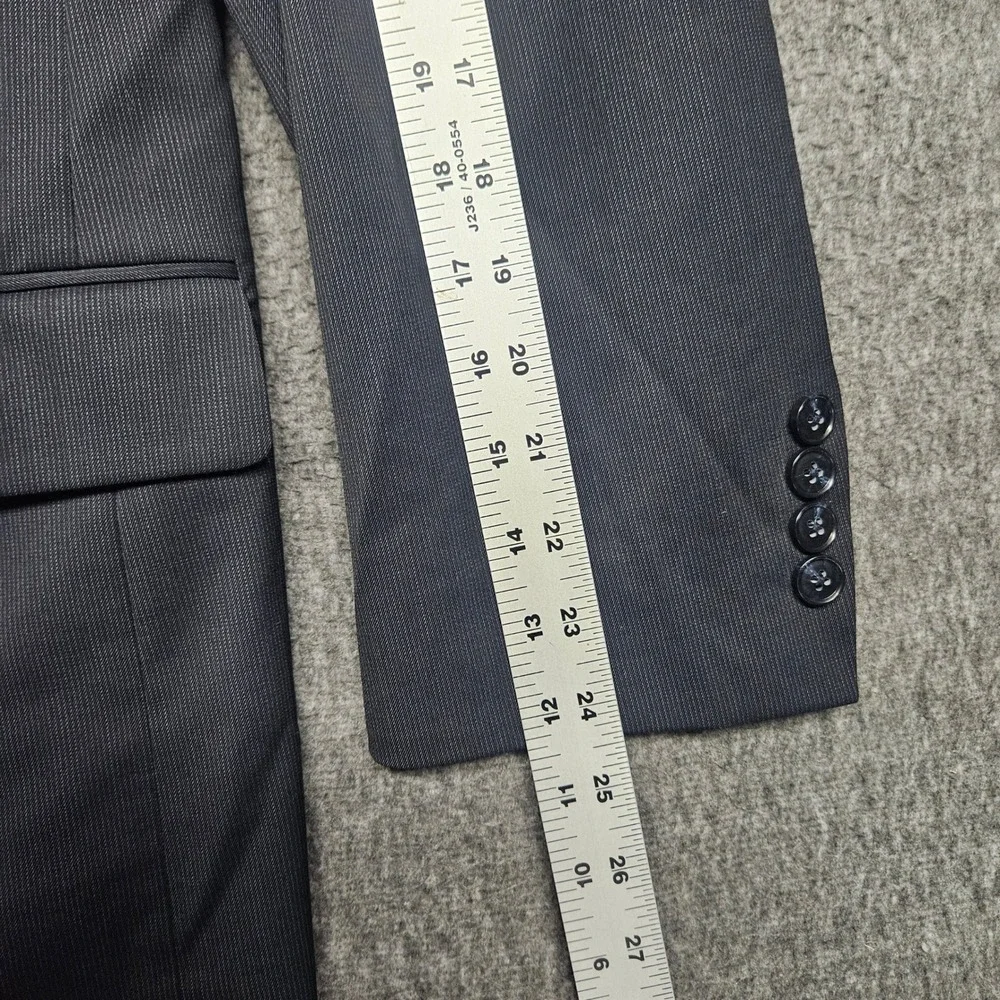 Material London Marzotto Suit Jacket Mens 38R Charcoal Grey Wool Blend Blazer